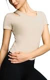 [XEXYMIX] ヨガウェア トップス パッド付き ブラトップ 半袖Tシャツ レディース xwfct02j1 XL クラウド・ベージュ