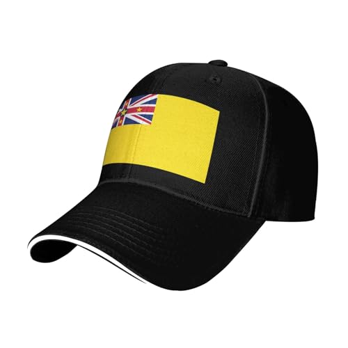 SSIULUS Casquette drapeau de Niue, casquette de camionneur, casquette de baseball avec snapback, parfaite pour l'été, le golf, Noir, taille unique
