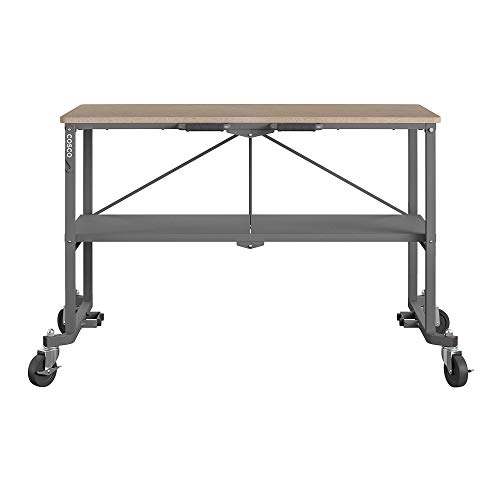 COSCO SmartFold Portable Workbench/Folding Utility Table with Locking Casters, 600 lb. Capacity, MDF Top