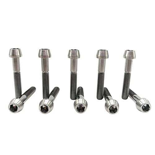 Image of RISON Titanium Bolts Ti Bolt M6*1.0 * 40 Hex Tapered Socket Head 5Pcs Original Titanium Hex Tapered Head Bolt Screw for Bike stem
