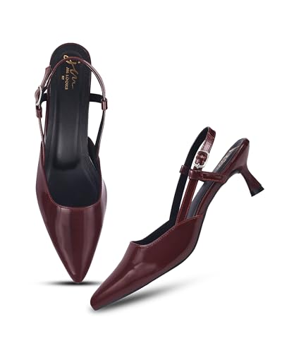 Image of JM LOOKS Elegant Pointed Toe Slingback Kitten Heels Fashionable Sandals for Modern Women