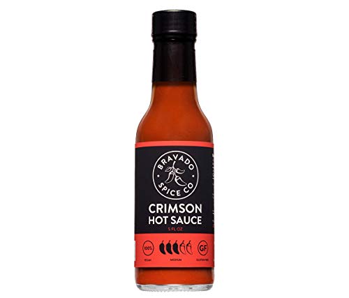 Crimson Hot Sauce By Bravado Spice Gluten Free, Vegan, Low Carb, Paleo Hot Sauce All Natural 5 oz Hot Sauce Bottle Award Winning Gourmet Hot Sauce