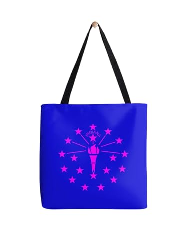 Sac fourre-tout rose avec drapeau Indiana en toile robuste grand format A4
