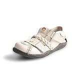 TMA EYES Fashion Twist Weaving Sports Leather sandalias(Blanco,40)