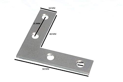 250 x 63 mm BZP acciaio piatto angolo Brace staffe angolari: forte, rinforzo resistente alla ruggine