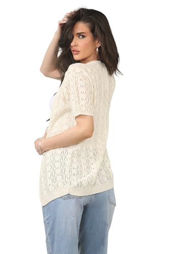 Image of Loxdonz Women's Short Sleeve Cropped Cardigan Sweaters Open Front Bolero Short Shrugs for Women