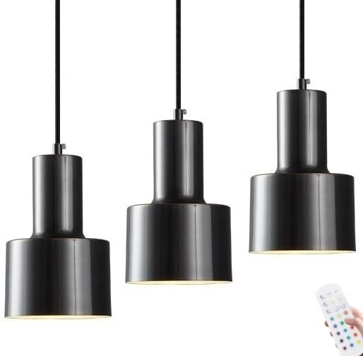 Hedaimy Small Pendant Light Battery Operated,Rechargeable Pendant Lighting Ceiling Hanging Light,Indoor Brass Gold Chandelier Black Pendant Lamp for Kitchen Island Bedroom Dining Room(Black,3 Pack)