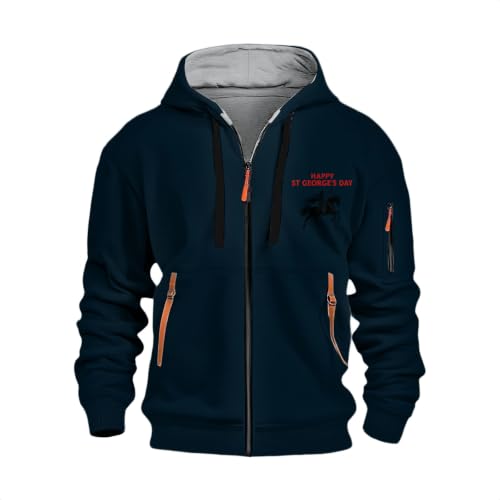Sudadera con capucha para hombre cómoda con estampado y cremallera 4
