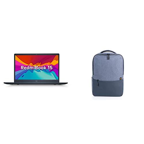 Image of RedmiBook 15 Core i3 11th Gen /8 GB /256 GB SSD /Windows 10 Home /15.6-inch(39.62 cms) FHD Anti Glare /MS Office /Charcoal Gray /1.8 Kg Thin with Mi Waterproof 21L Business Casual Laptop Backpack(Blue)