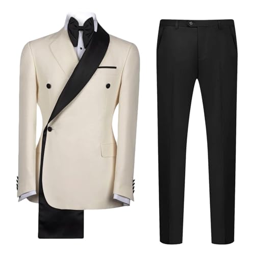 Men's Formal 2 Piece Slim Fit Double Breasted Shawl Lapel Jacket Pants Set for Wedding Prom Dinner