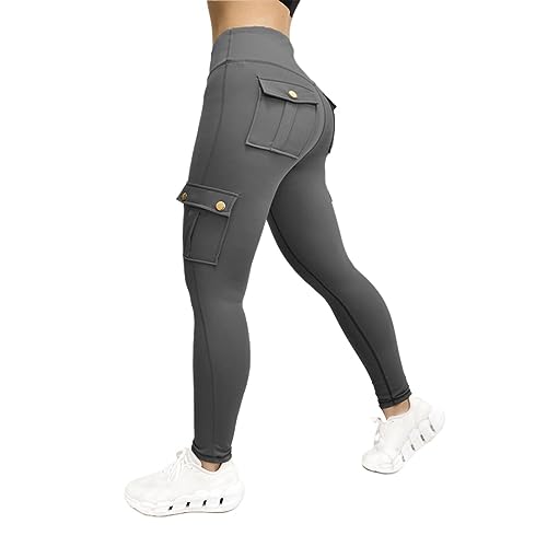 Cargo Pants Womens Butt Lifting Leggings with Flap Pockets Workout Cargo Leggings Casual Hiking Jogger Pants