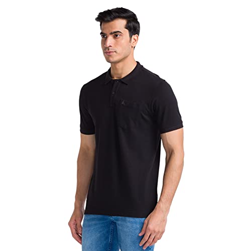 Image of Parx Men's Pure Cotton Solid Pattern Regular Fit Rib Collar Polo Neck Half Sleeve Casual T-Shirt