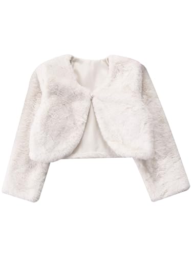 Kids Girls Faux Fur Bolero Shrug Jacket Open Front Cardigan Tops Wedding Party Dress Cover Up3