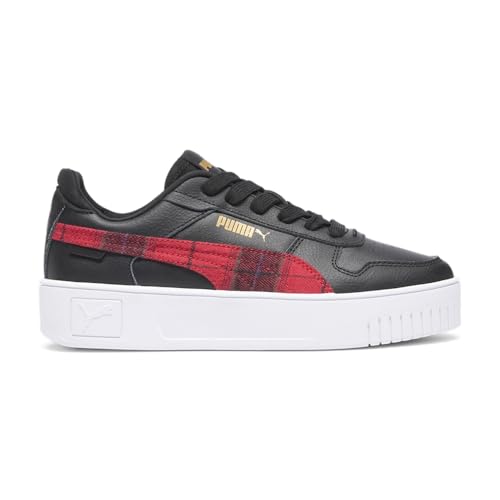 PUMA Kids Girls Carina Street Punk Plaid Lace Up Sneakers Shoes Casual - Black