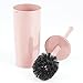 mDesign Slim Plastic Toilet Bowl Brush and Holder Set, Modern Compact Storage Organizer Cleaner Scrubber for Toilet - Heavy Duty Cleaning Plunger for Bathroom, Aura Collection - Light Pink