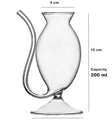 Image of Melbify Vampire Glass Sipper with Glass Straw | Set of 2 | 200 ml | Mouth Blown by Skilled Artisans | Ideal for Juice, Smoothies, Cocktail /,Mocktail | Suitable for Home, Restaurants & Bars
