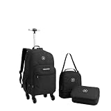 Kit Mochila de Rodinha 360° Juvenil Masculino Escolar Espaçosa