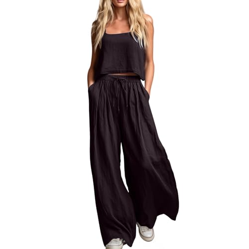 Pantalon palazzo yoga salon et haut court ensemble fluide pour un confort estival absolu