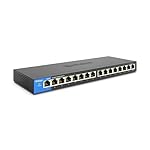 Linksys LGS116 16 Port Gigabit Unmanaged Network Switch - Home / Office Ethernet Switch Hub with Metal Housing - Wall Mount or Desktop Ethernet Splitter, Easy Plug & Play Connection