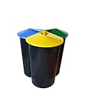 Capacidad 40 Litros Zanvic Cubo de Reciclaje Resistente con 3 Compartimentos, Negro, Pequeño