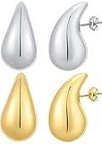 Teardrop Earrings Dupes for Women Gold Chunky Hoop Earring Dangle Earrings Water Drop Hypoallergenic Earring for Women Girls