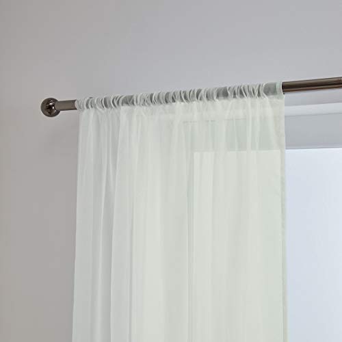 John Aird Lucy Woven Voile Slot Top Curtain Panels (Cream, 58" Wide x 48" Drop) - Image 3
