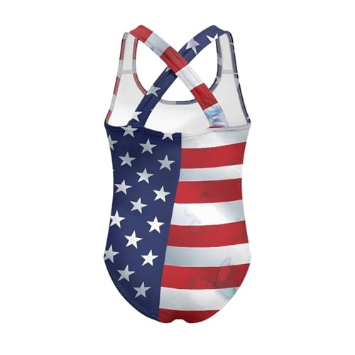 Image of Xpyiqun Swimsuit for Girls One Piece Bathing Suits Size 5-14 Sleeveless Swimwear Cross Shoulder Strap Swimming Wear