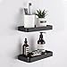 HANFU Estanteria Baño, Estante Ducha Sin Taladro de Estanteria Ducha Aluminio y Bandeja Rectangular de Vidrio, Ducha Cesta Autoadhesivo Montado Pared Organizador Estantería Baño 25cm 2 Piezas, Negro
