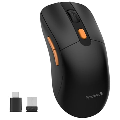 ProtoArc USB C Mouse, Rechargeable Wireless Mouse - EM15 Type C Wireless Mouse Jiggler Dual Mode Mouse Mover Undetectable Keeps Computer Awake for Laptop, MacBook, PC, ipad-Black Cover