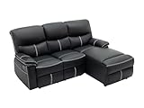 sofa rinconera piel baratos  Vente-unique-Sofá rinconero Derecho Relax de Piel sintética Negro Canby