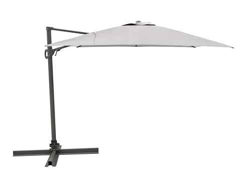 METRO Professional Ampelschirm, Aluminium/Stahl/Polyester, 3x3m, Sonnenschirm mit Kurbelöffnungssystem, 360° Drehung, Belüftung, Wasserabweisend, UV-Schutz, Silber/grau