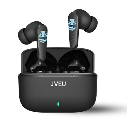 JVEU Écouteurs Bluetooth sans Fil - True Wireless Stereo (TWS) - Réduction de Bruit ENC - Mode Gaming - Commande Tactile - Autonomie 35H avec Boîtier de Charge Type-C - Connexion Bluetooth 5.3,