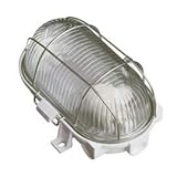 Difusor de vidrio Aplique ovalado plástico rejilla metálica, E27 60W Blanco