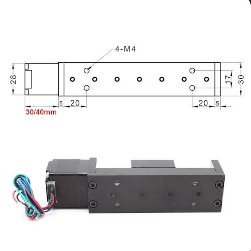 Table coulissante Nema11 T8 course 200mm pas 4mm pour CNC