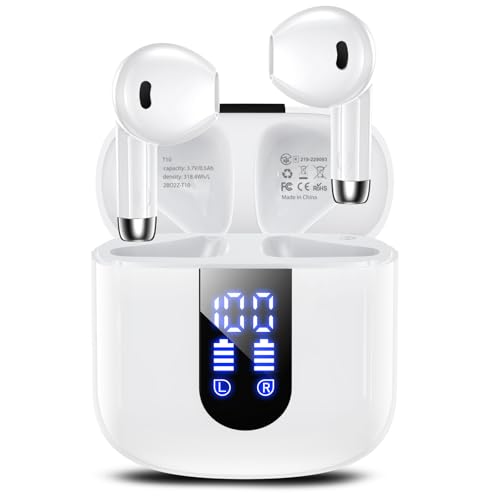 Haqquio Wireless Earbuds, Bluetooth Headphones with Deep Bass Stereo, 48H Playback Ear Buds with LED...