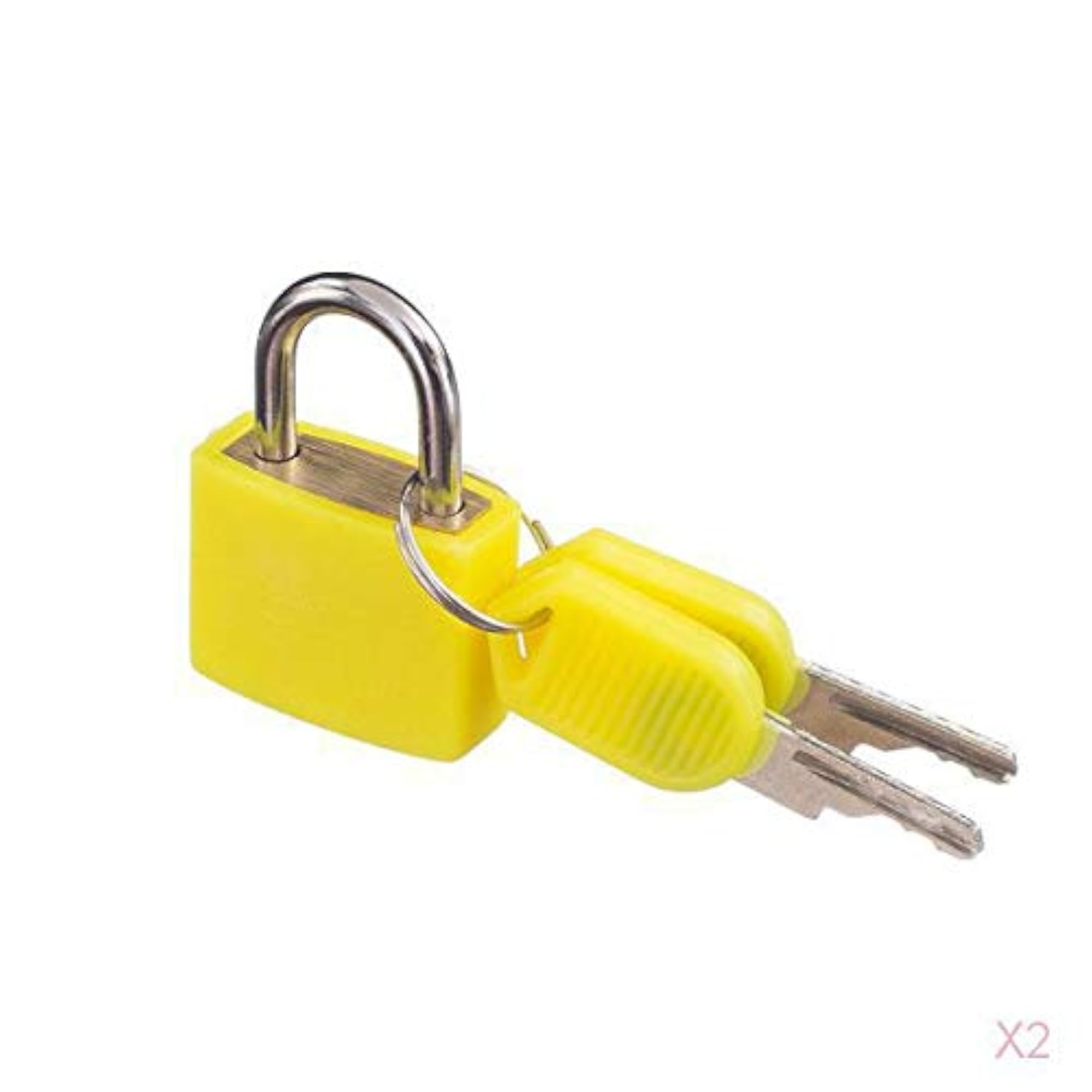 Small Padlock with Two Keys for Luggage, Yellow