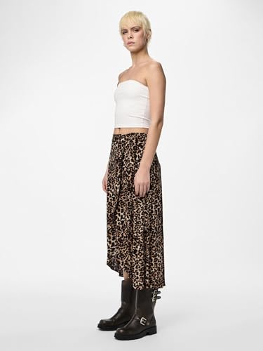 PIECES Damen Pctala Wrap Skirt Noos Bc, Indian Tan/AOP:Leo, S – Ansicht 6