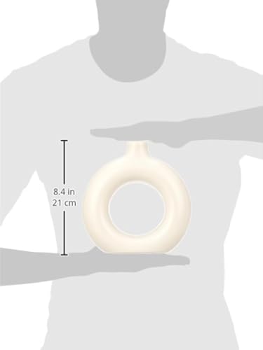 Image of Amazon Basics Modern Hand Crafted Ceramic Donut Shaped Vase|for Unique Home Decor (Pack of 3),White