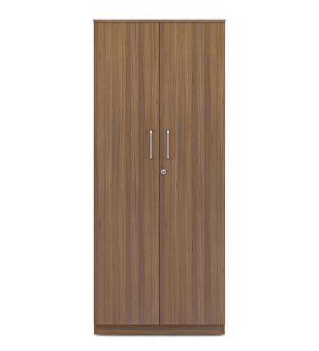 Image of Knox 2-Door Wardrobe | Engineered Wood | Exotic Teak Finish | Matte | Bedroom Storage | Hinged Doors | 4 Shelves | 1 Hanger Rod | Termite & Scratch Resistant | 3-Year Warranty
