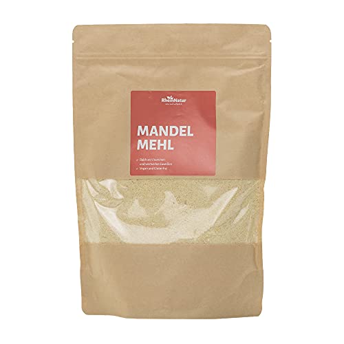 Rheinnatur Mandelmehl, naturbelassen, blanchiert | Low Carb, glutenfrei, Keto, vegan | 500 g Beutel