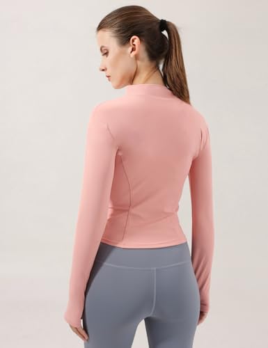 Image of Locachy Women's Lightweight Stretchy Workout Full Zip Running Track Jacket with Thumb Holes