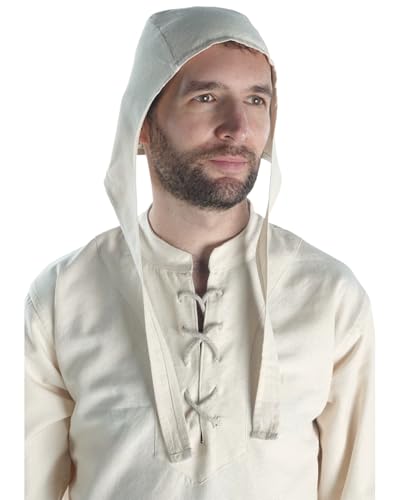 HEMAD Bonnet médiévale pour Homme - Pur Coton– M Beige