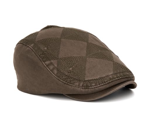 Image of Quanhaigou Men's Cotton Flat Ivy Gatsby Newsboy Driving Hat Adjustable Irish Cabbie Ivy Driving Hunting Cap