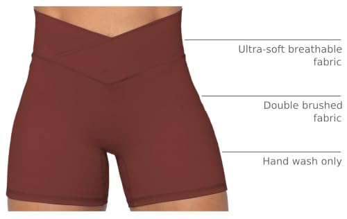 Image of Sunzel Crossover Biker Shorts for Women, No Front Seam V High Waist Yoga Workout Gym Shorts with Tummy Control | 4 Or 6-Inch Inseam, High Waisted, Tummy Control, Crossover Waist, Buttery Soft, No Front Seam, Squat Proof, Compression