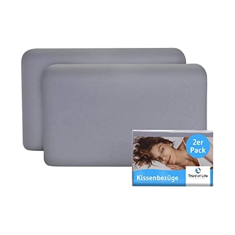 Kissenbezug 40x25 Grau Doppelpack | Perfekt für VOLAR Reise-Kissen | Baumwolle | Bügelfrei & trocknergeeignet | Kissenhüllen 2er Set mit Reißverschluss Cover