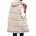 Qesulk Long Puffer Vest Women Fall Reversible Vest Sleeveless Fleece Sherpa Jacket Zip Up Winter Coat Outerwear Padded Jacket Beige