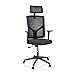 Produktbild hjh OFFICE 751002 Bürostuhl Breton B Stoff/Netz Schwarz Drehstuhl ergonomisch mit Kopfstütze höhenverstellbar, Netzrücken