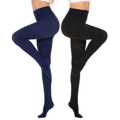 Image of DUCMODA Womens 80 Denier Opaque Tights, Women's Soft Solid Color Footed Pantyhose, High Waist Stocking with 30+ Colors