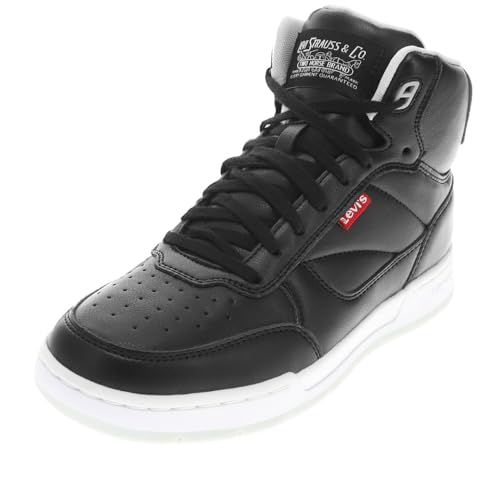 Levi's Womens Venice Synthetic Leather Casual High Top Sneaker Shoe, Black/Grey/Blue, 8.5 M