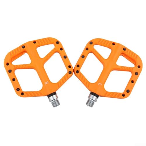 Pedales de bicicleta de montaña antideslizantes de nailon con construcción ligera y capacidad de carga mejorada (naranja)
